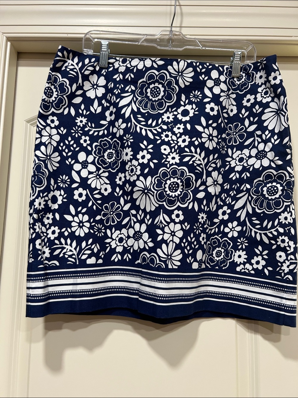 Talbots Navy and White Floral Mini Skirt